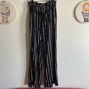 Wide leg, high waisted striped pants